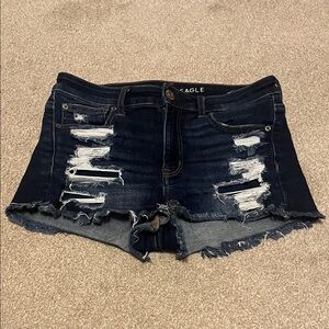 American Eagle Outfitters Women's Ripped Jean Shorts - Navy